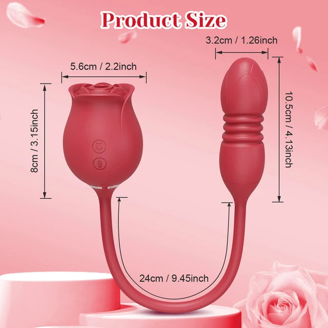 3-in-1 Rose Sucking Vibrator – Thrusting Dildo, G-Spot & Anal Stimulator with Vibrating Egg