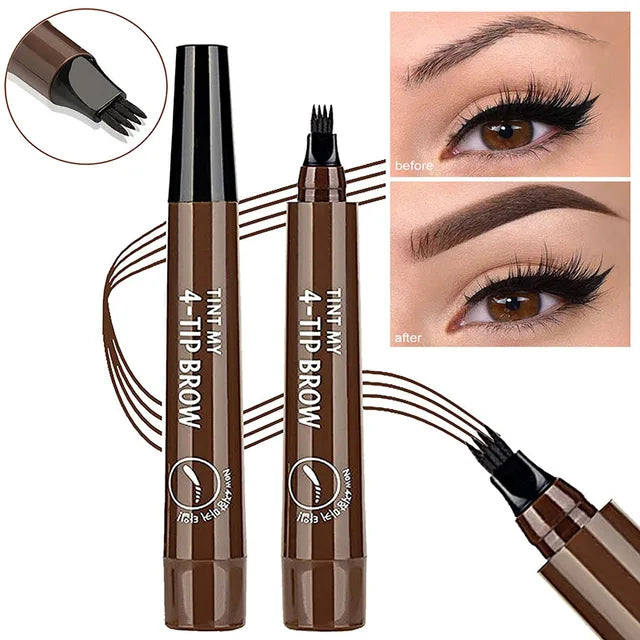 4-Point Microblade Eyebrow Pencil – Waterproof Long-Lasting Brow Pen for Natural Hair-Like Strokes