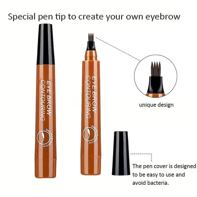4-Point Microblade Eyebrow Pencil – Waterproof Long-Lasting Brow Pen for Natural Hair-Like Strokes
