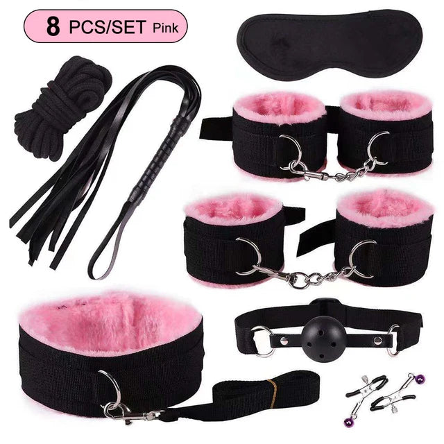 Ultimate Bondage Play Set – Vibrator, Handcuffs, Whip & More | Couples Intimacy Kit