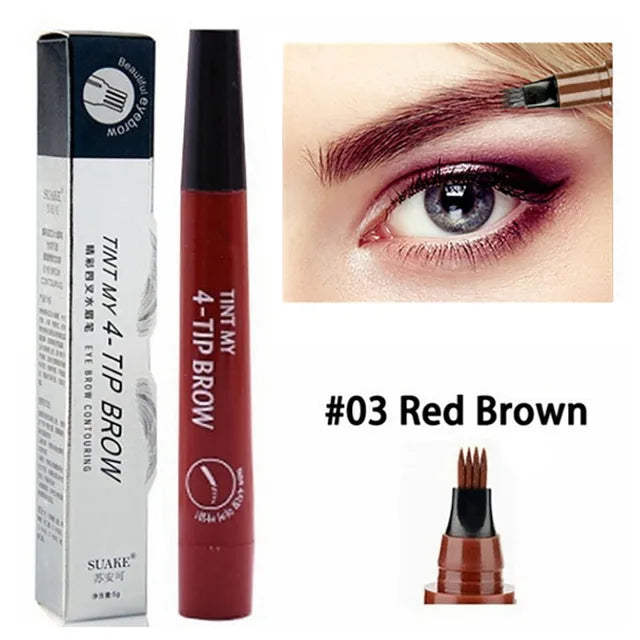 4-Point Microblade Eyebrow Pencil – Waterproof Long-Lasting Brow Pen for Natural Hair-Like Strokes