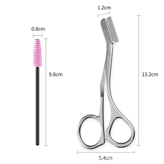 Stainless Steel Eyebrow Scissors with Comb – Precision Trimming & Shaping Tool for Eyebrow Grooming