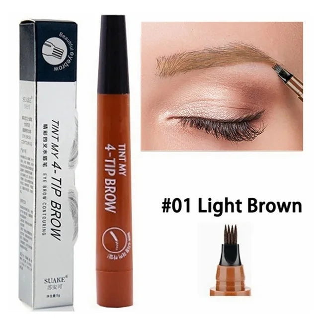 4-Point Microblade Eyebrow Pencil – Waterproof Long-Lasting Brow Pen for Natural Hair-Like Strokes