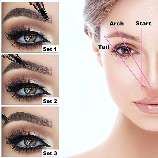 4-Point Microblade Eyebrow Pencil – Waterproof Long-Lasting Brow Pen for Natural Hair-Like Strokes