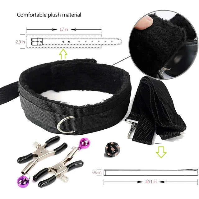 Ultimate Bondage Play Set – Vibrator, Handcuffs, Whip & More | Couples Intimacy Kit
