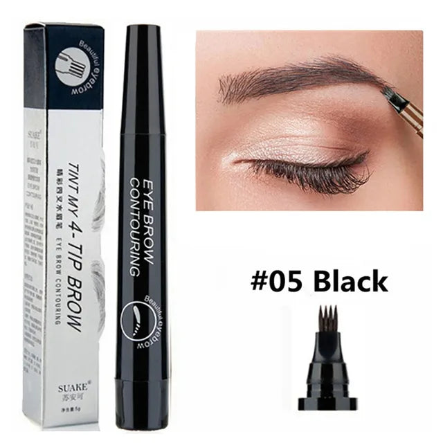 4-Point Microblade Eyebrow Pencil – Waterproof Long-Lasting Brow Pen for Natural Hair-Like Strokes