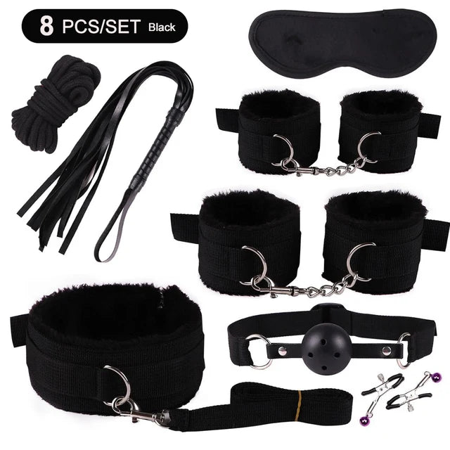 Ultimate Bondage Play Set – Vibrator, Handcuffs, Whip & More | Couples Intimacy Kit