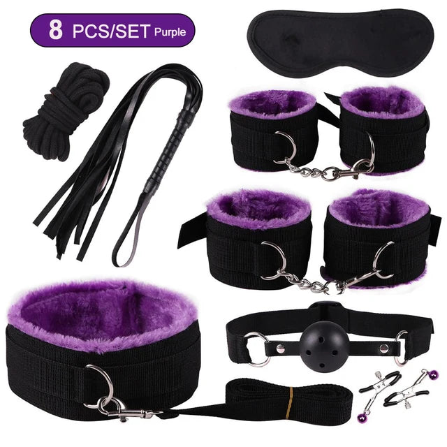 Ultimate Bondage Play Set – Vibrator, Handcuffs, Whip & More | Couples Intimacy Kit