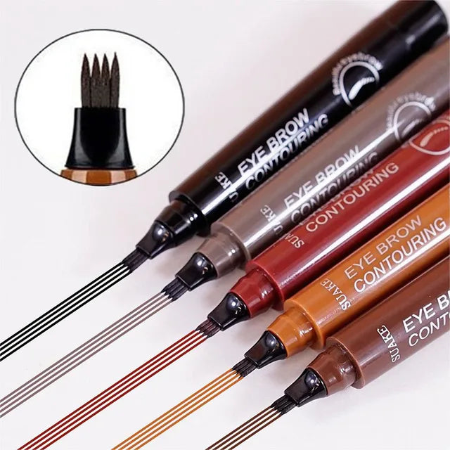 4-Point Microblade Eyebrow Pencil – Waterproof Long-Lasting Brow Pen for Natural Hair-Like Strokes