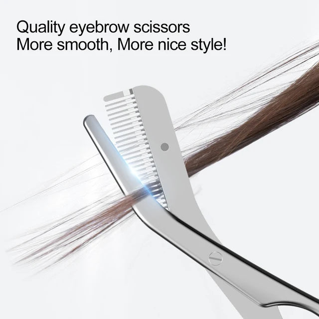Stainless Steel Eyebrow Scissors with Comb – Precision Trimming & Shaping Tool for Eyebrow Grooming