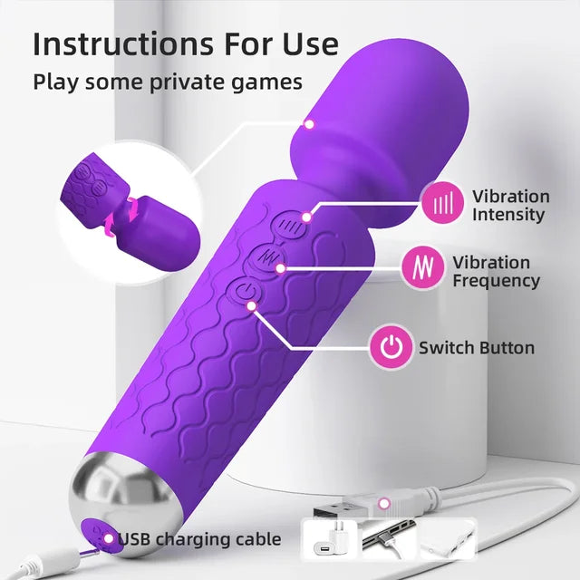Powerful Rechargeable AV Wand Vibrator – Clitoral & G-Spot Massager for Women