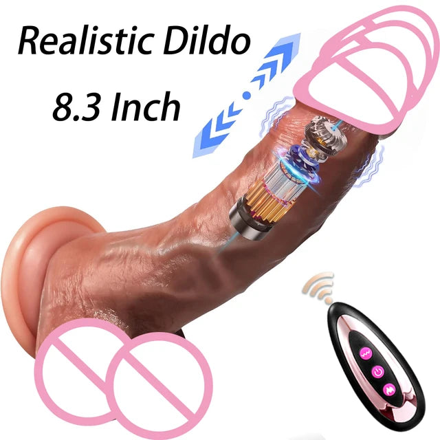 Realistic Vibrating Dildo with Thrusting & Anal Plug Features – Powerful Penetration Toy for Women