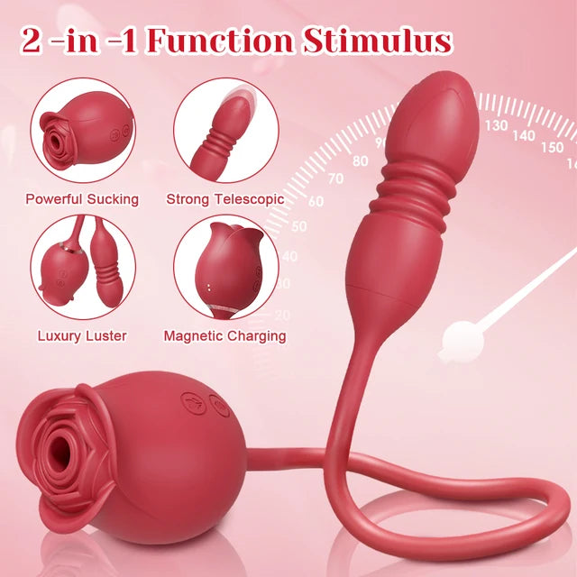3-in-1 Rose Sucking Vibrator – Thrusting Dildo, G-Spot & Anal Stimulator with Vibrating Egg